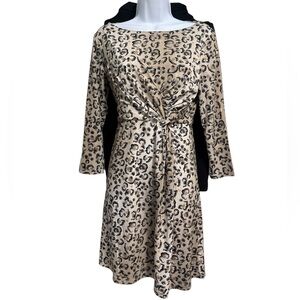 Scoop Necked Abstract Print 3/4 sleeve Knot Dress - Tracy Negoshian